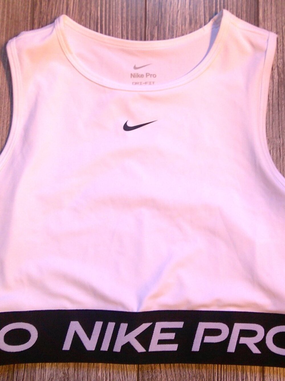 NEW "Nike Pro" Dri-Fit Signature Band Cropped Tank Top/Sport Bra n White Woman S